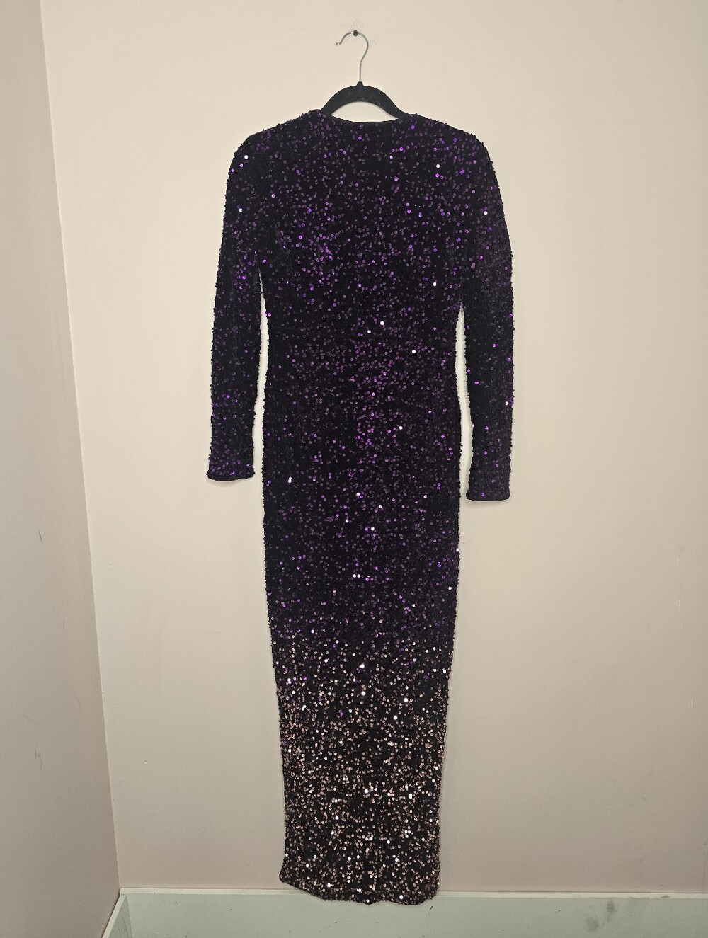 Faeriesty Purple Sequined Ombre Back Slit Dresss
